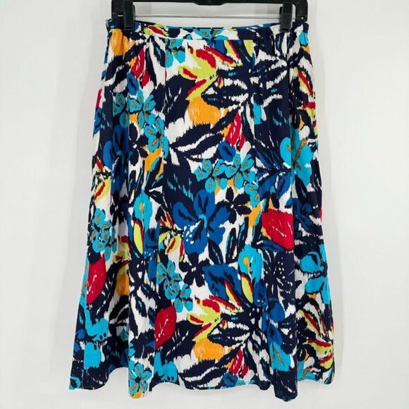 Chico's 1 Colorful floral print skirt womens size medium flowy cotton lined - Picture 5 of 10